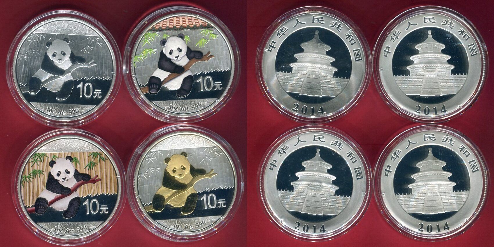 China X Yuan Silber Mit Farbauflage Bzw Vergoldet Panda In