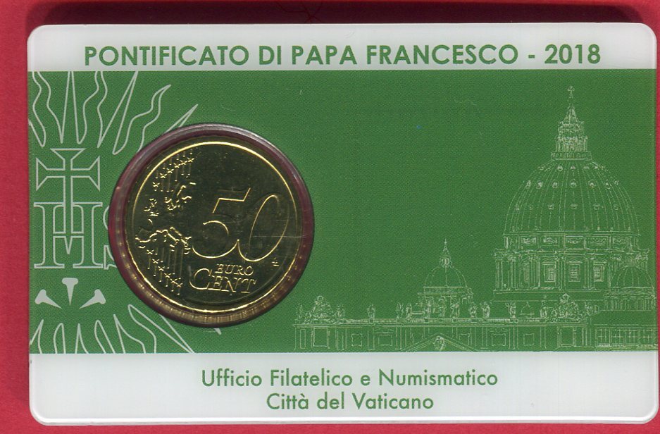 Vatikan 50 Cents Kursmünze 2018 Papst Franziskus Coincard No 20 unc