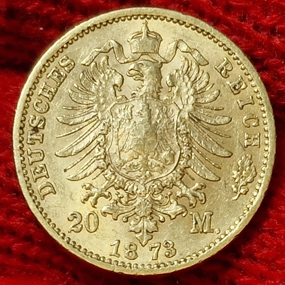 Sachsen German Empire Kingdom of Saxony 20 Mark Gold Kursmünze 1873 E