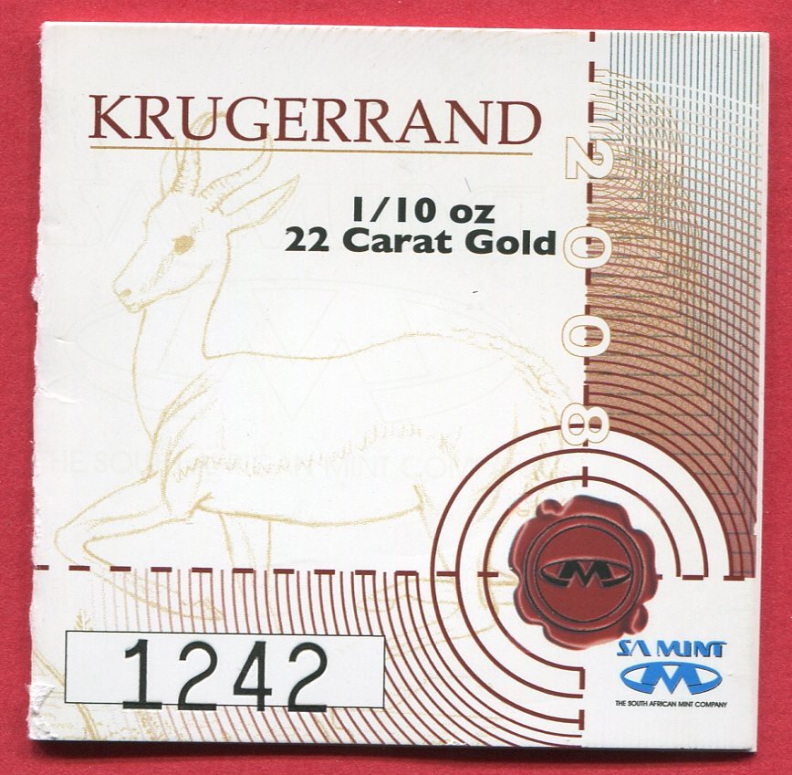 Südafrika 2008 Krügerrand 1 10 oz proof in capsule w certificate and