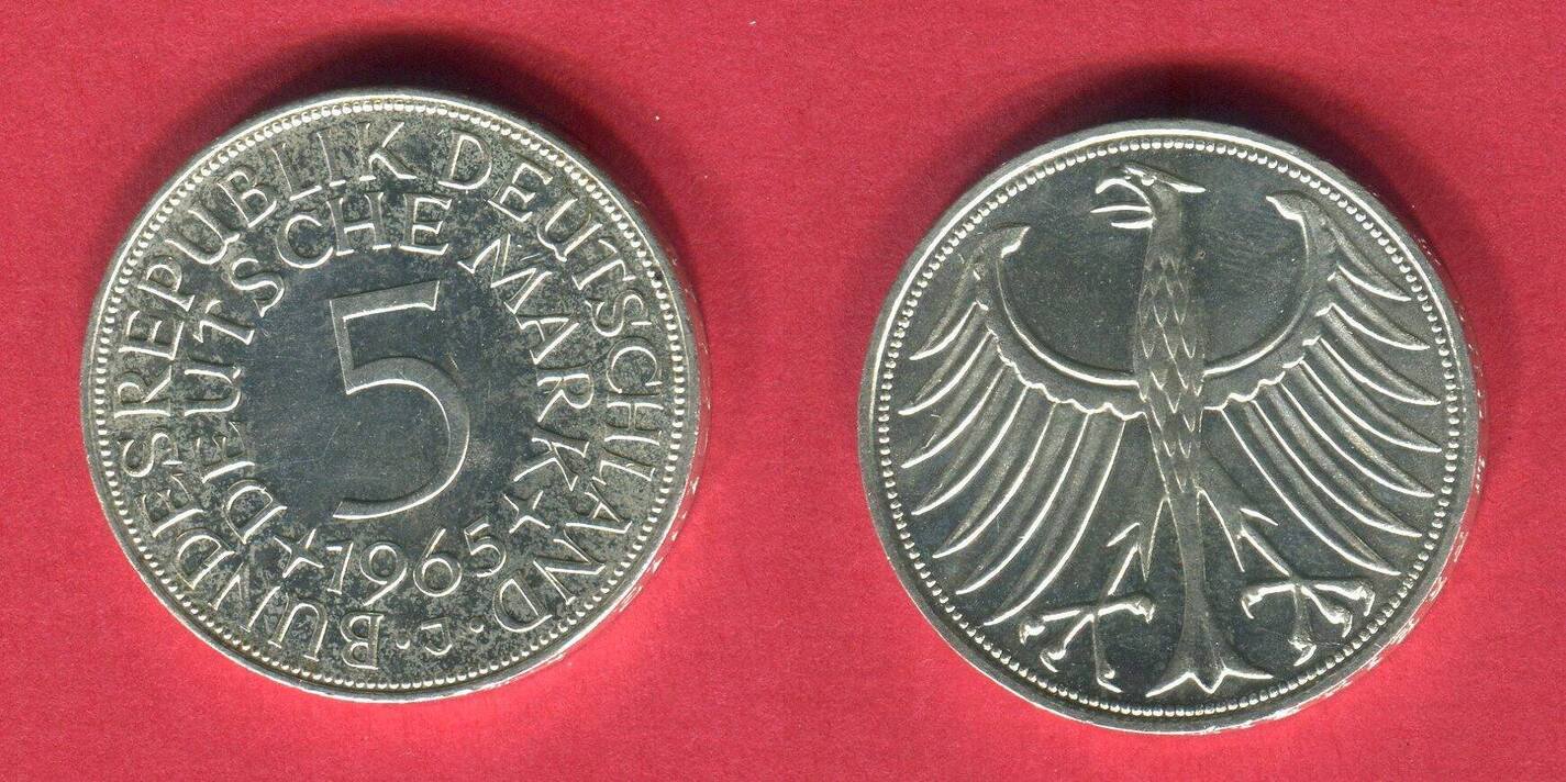 BRD 5 Mark Kursmünze 1965 J Silberadler USA Low Uncirculated MA Shops