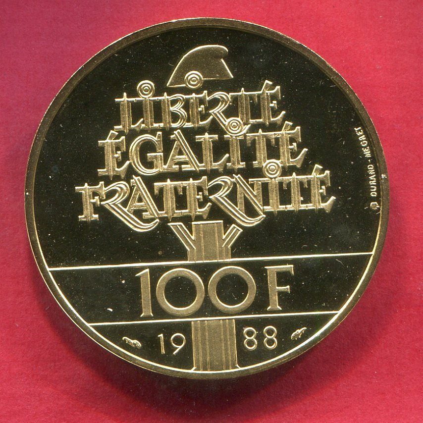 Frankreich France 100 Francs Gold 1988 Fraternité Ceres Kopf 5