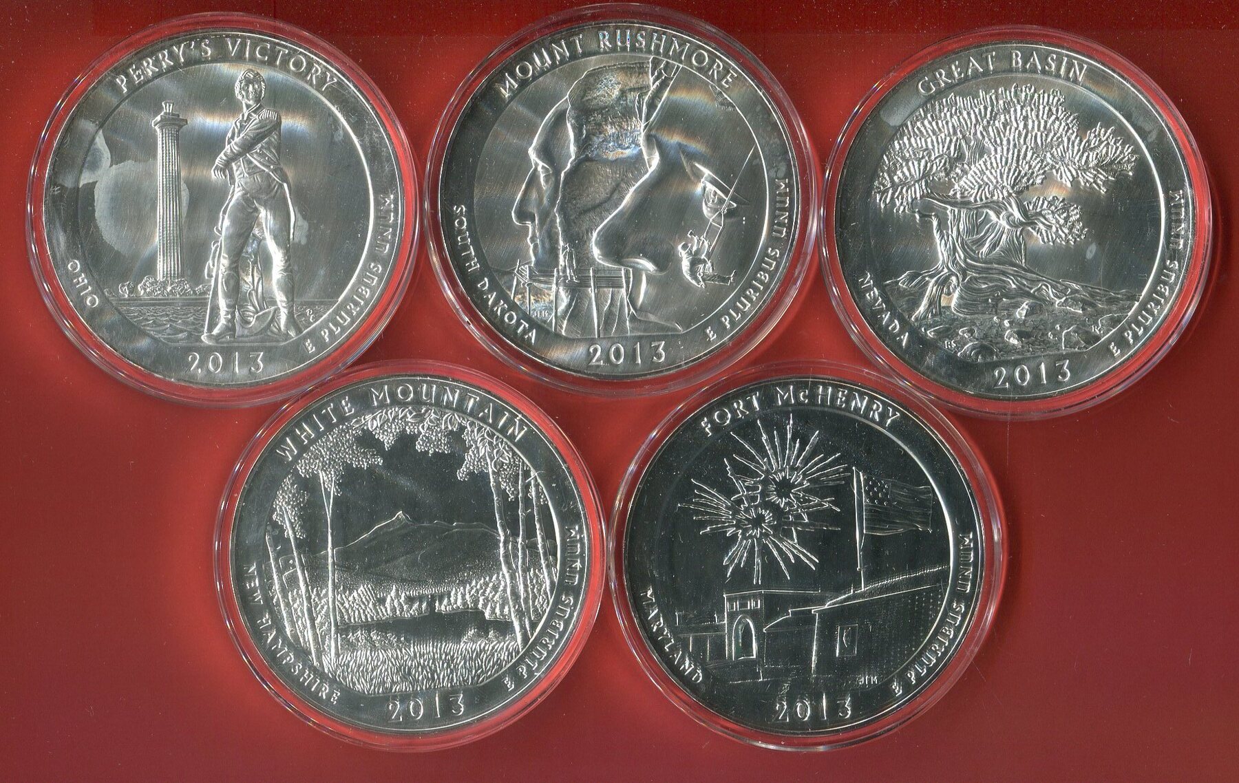 USA 5 X 5 Unzen Ounces Silber Silver Je 25 Cents 2013 America The