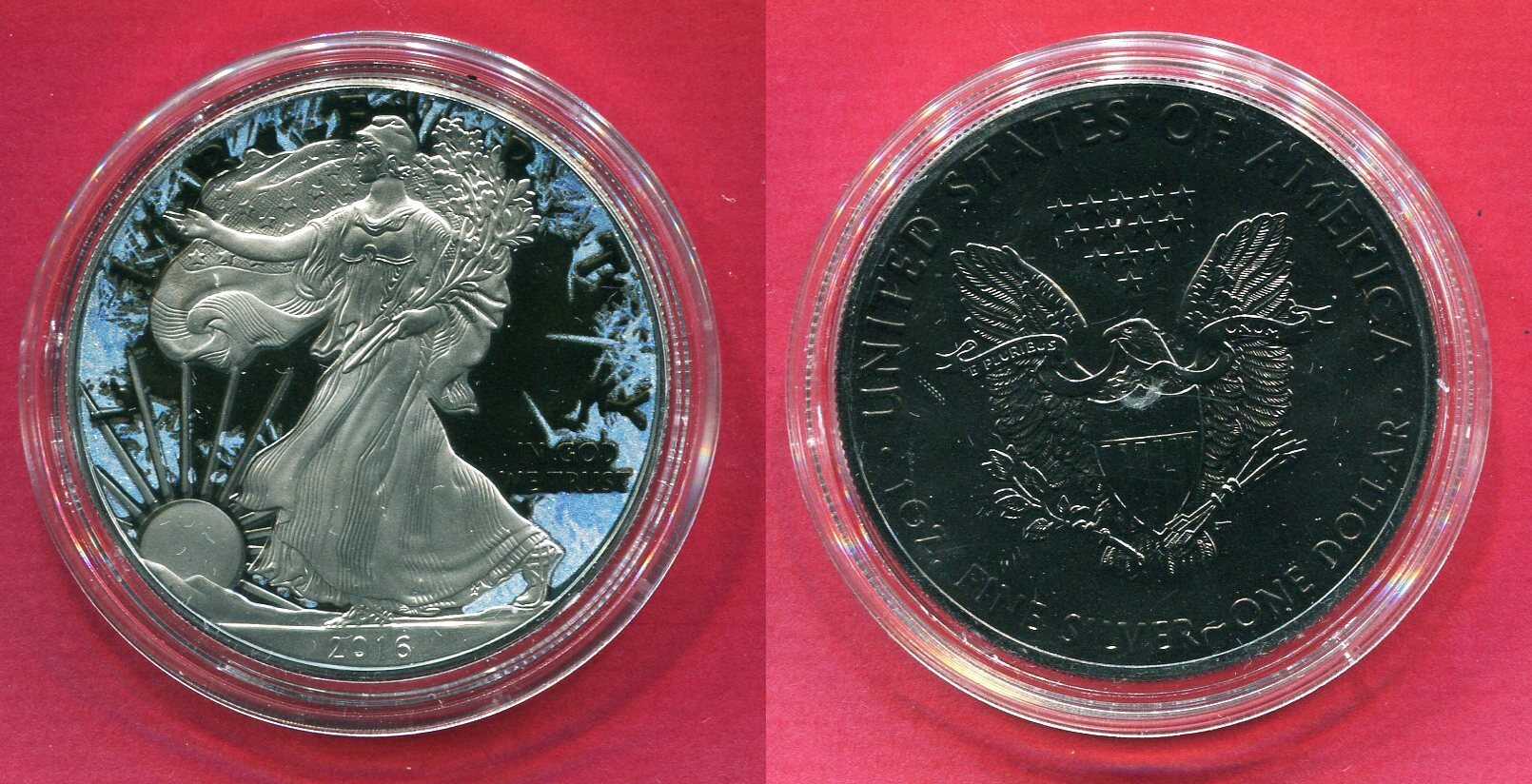 USA 1 Dollar Silbermünze 2016 Liberty Deep Frozen Farbapplikation