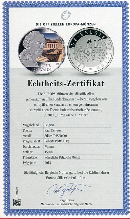 Belgien Belgie Belgique Belgium 10 Euro Silbermünze mit Farbauflage