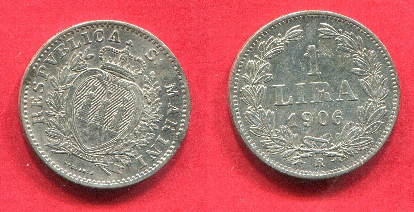 San Marino 1 Lira 1906 Münze Rom EF cleaned edgebump MA Shops