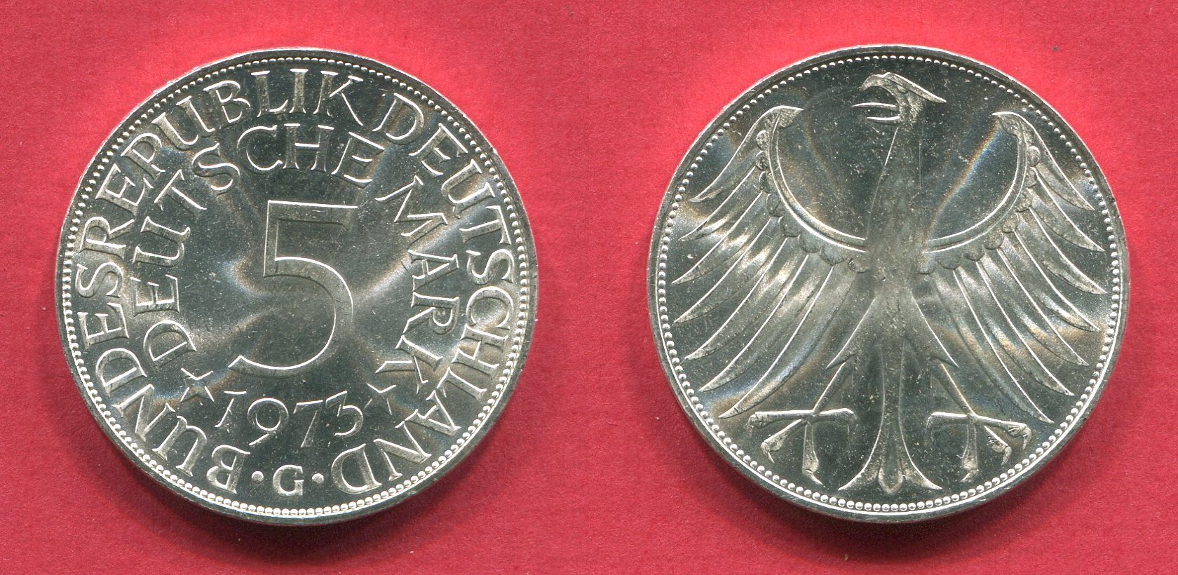 Deutschland BRD 5 Mark Kursmünze 1973 G Silberadler unc MA Shops