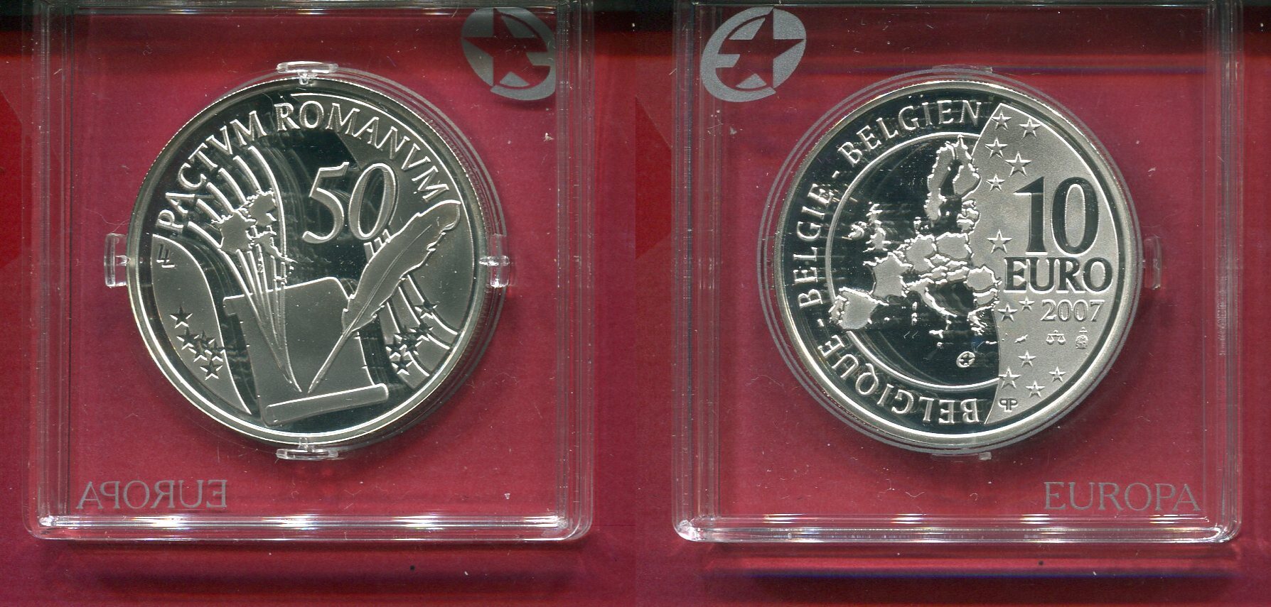 Belgien 10 Euro Silbermünze 2007 50 Jahre Römische Verträge proof in