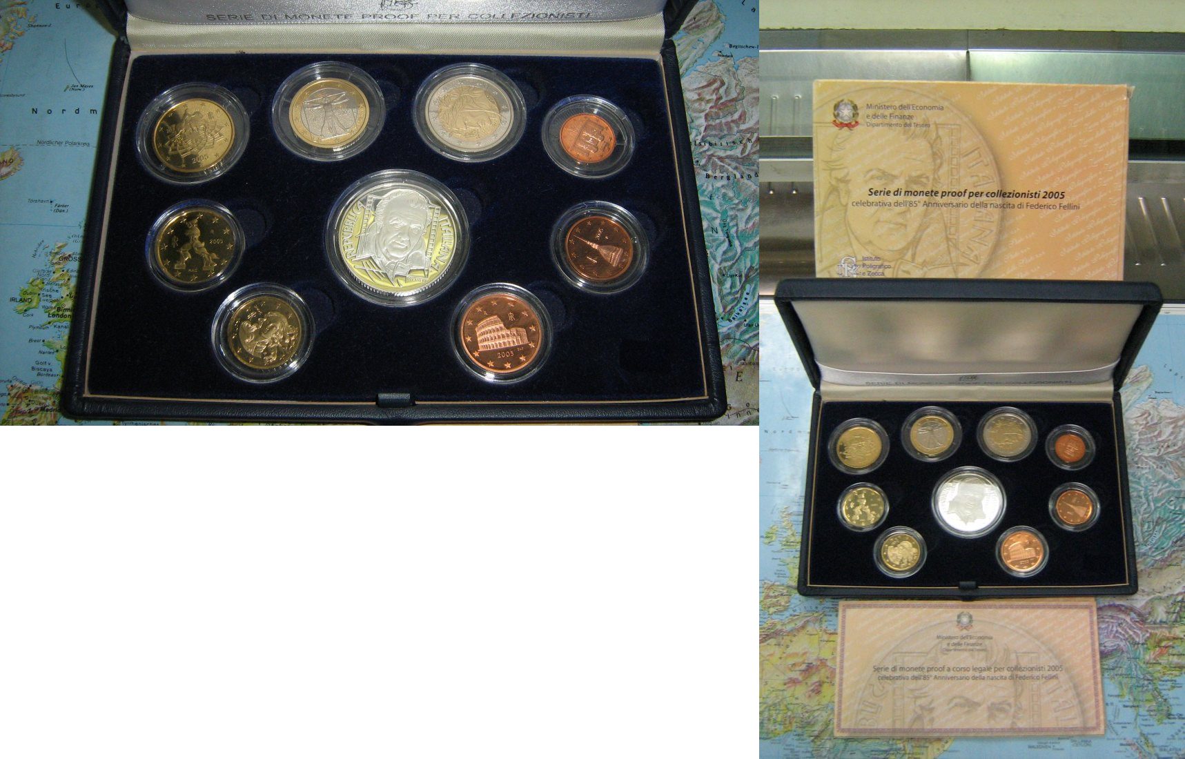 Italien Italien KMS Kursmünzensatz 2005 Polierte Platte mit Silber Fellini Euro Kursmünzensatz 2005 Bankfr. Polierte Platte Originalverp. 