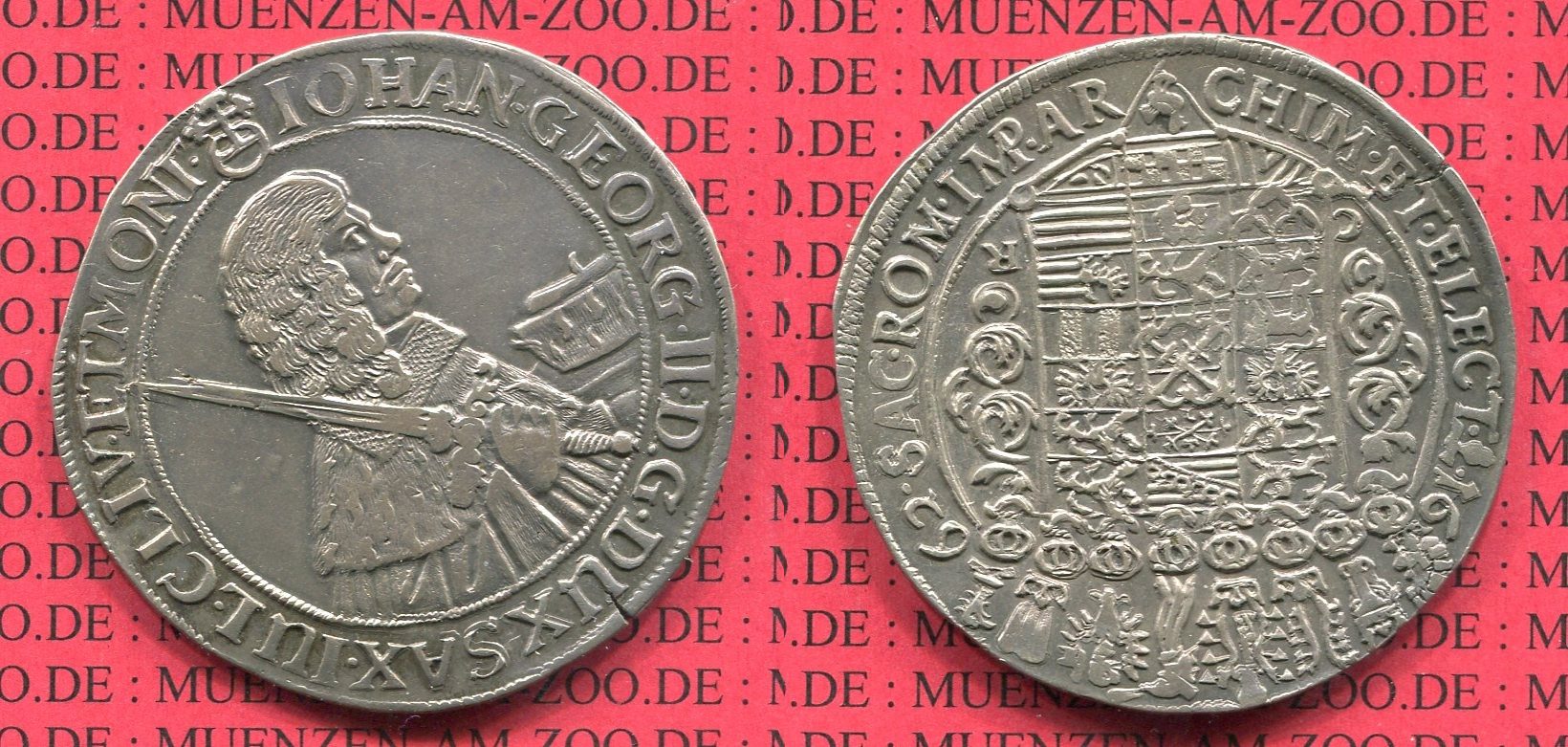 Sachsen Albertinische Linie Sachsen Johann Georg II. 1656-1680. Erbländischer Taler 1662 Taler 1662 xf old toning 