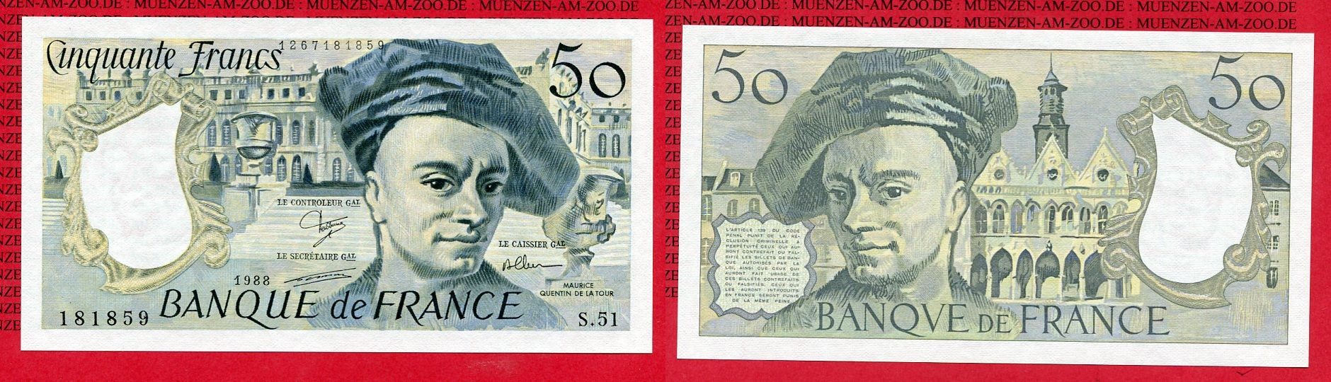 Frankreich France Banknote 50 Francs Banque De France Frankreich Banque