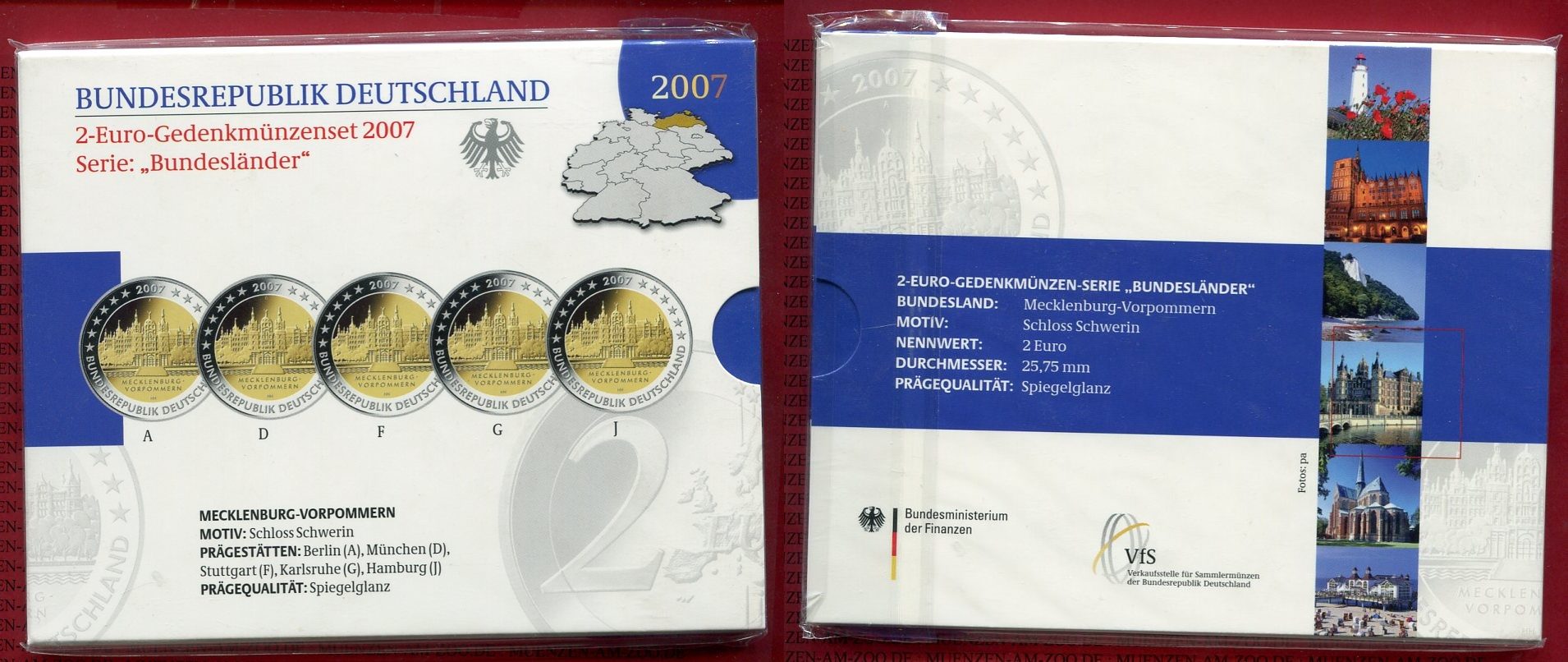 Bundesrepublik Deutschland Germany FRG 2 Euro Gedenkmünzenset