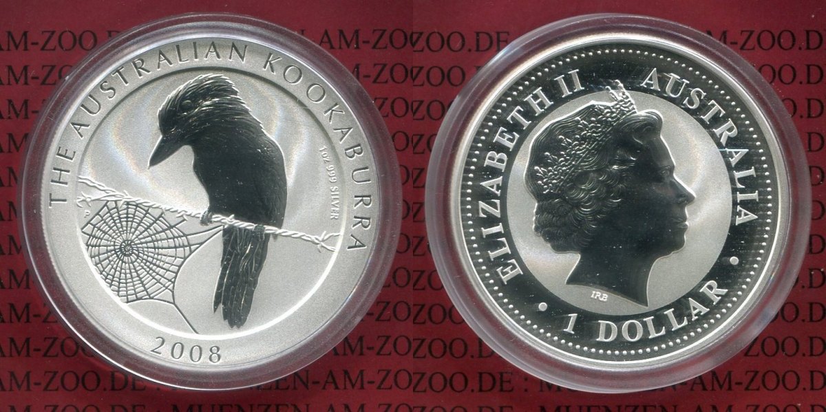 Australien Australia 1 Dollar Kookaburra Australien 1 Unze Silber 2008