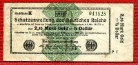 Wertbeständiges Notgeld Deutschland 2,10 Mark Gold, 1/2 Dollar Schatzanweisung L 26.10.1923 Ser K P1 udr. Q