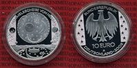 Bundesrepublik Deutschland, Germany FRG 10 Euro Silbermünze Commemorative Coin 10 Euro 2008 A Himmelsscheibe von Nebra Spiegelglanz mit Kapsel