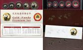 China Volksrepublik, PRC Gold Panda Satz 2001 5 Goldmünzen Farbe Gold Panda Satz 2001 5 Goldmünzen 500 bis 20 Yuan Stempelglanz Farbmünzen