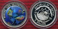 Liberia 5 Dollars Farbmünze Marine Life Protection, Fische, PP