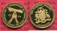 Barbados 100 Dollars Gold Barbados 100 Dollars Gold 1978 Human Rights Menschenrechte Gold