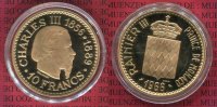 Monaco 10 Francs Goldmünze Monaco 10 Francs 1966 Gold Probe Essai, Rainier III. 100 Jahre Monaco