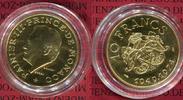 Monaco 10 Francs Goldmünze Monaco 10 Francs 1974 Gold Probe Essai, Rainier III.