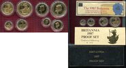 England Great Britain UK Britannia Proof Set 4 Münzen England 1987 Britannia 4 Coins Proof Set mit Box und Zertifikat