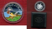 Kuba, Cuba 10 Pesos Farbmünze Silber Kuba 1996 10 Pesos Fauna Del Caribe Pato Huyuyo Vogel Farbmünze Box