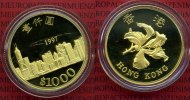 Hong Kong 1000 Dollars Goldmünze Hong Kong 1000 Dollars 1997, Gold PP Rückgabe von Hong Kong an China OVP