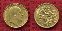 England Great Britain UK Half Sovereign Goldmünze England 1907 Half Sovereign Goldmünze Edward VII.
