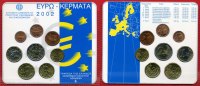 Griechenland, Greece Euro Kursmünzensatz Offiziell, 3,88 Euro Griechenland Euro KMS 2002 1 Cent bis 2 Euro