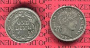USA 10 Cents Silbermünze Barber Dime USA 10 Cents Barber Typ Dime 1901