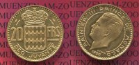 Monaco 20 Francs Goldmünze Monaco 20 Francs 1950 Gold Probe Essai, Rainier III.