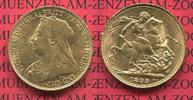 England Great Britain UK Sovereign Goldmünze England 1899 Sovereign England Goldmünze Victoria St. Georg Typ