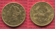 USA 20 Dollars Goldmünze Double Eagle USA 20 Dollars Liberty, Frauenkopf, 1877 S Gold, Coronet Head Twenty Dollars