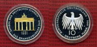 Bundesrepublik Deutschland 10 DM Gedenkmünze teilvergoldet BRD 10 DM 1991 Silbergedenkmünze Brandenburger Tor teilvergoldet