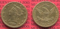 USA 10 Dollars Liberty Frauenkopf Eagle USA 10 Dollars Liberty, Frauenkopf, 1880 Coronet Head Gold