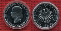 Bundesrepublik Deutschland, Germany FRG 10 Euro Silbermünze Commemorative Coin 10 Euro 2010, 200. Geburtstag von Robert Schumann Spiegelglanz mit Kapsel BRD
