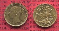 England Great Britain UK Australien Sovereign Goldmünze für Australien England 1887 Mzz. M Melbourne Sovereign, 1 Pfund Goldmünze Victoria St. Georg