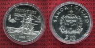 Western Samoa 10 Tala Silberm&uuml;nze Schiff 1988 Polierte Platte mit Box un... 44,00 EUR 