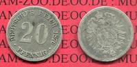 Kaiserreich 20 Pfennig Silbermünze 20 Pfennig Silber, 1876 B J. 5 , kleiner Adler,