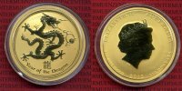 Australien, Australia 100 Dollars Gold 1 Unze Lunar II Drache Australien 100 Dollar 2012 Lunar II Jahr des Drachen Dragon Gold Stgl. 1 Unze