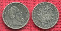 Württemberg, German Empire State of 5 Mark Silbermünze Württemberg 5 Mark 1875, Kursmünze, König Karl , J. 173
