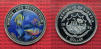 Liberia 1 Dollar Farbmünze Liberia 1 $ 1996 Silber Farbmünze Marine Life Protection, Fische, PP