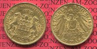 Hamburg, German Empire Free City of 20 Mark Goldmünze Hamburg 20 Mark Gold 1899 J Stadtwappen Gold