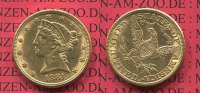 USA 5 Dollars Half eagle USA 5 Dollars Liberty, Frauenkopf, Coronet Head 1881 (P) Gold