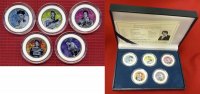 USA, United States of Amerika, Vereinigte Staaten 5 x USA State Quarters Farbmünzen USA 2002 5 x State Quarter Dollar Zertifikat Farbmünzen Elvis Presley