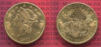 USA 20 Dollars Goldmünze Double Eagle USA 20 Dollars Liberty, Frauenkopf, Double Eagle 1877 Gold, Typ II
