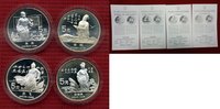 China 4 x 5 Yuan Silbermünzen China 4 x 5 Yuan 1988 Chinesische Persönlichkeiten Satz Silber PP