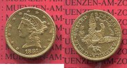 USA 5 Dollars Half eagle USA 5 Dollars Liberty, Frauenkopf, Coronet Head 1881 (P) Gold