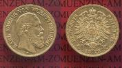 Wuerttemberg, German Empire Grand Duchy 10 Mark Wuerttemberg Goldmünze Wuerttemberg 10 Mark Gold 1872, Karl Koenig J. 289 Kursmünze
