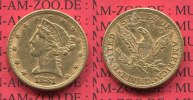 USA 5 Dollars Half eagle USA 5 Dollars Liberty, Frauenkopf, Coronet Head 1881 Gold